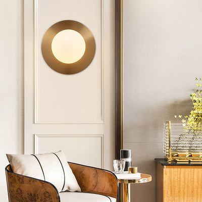 Modern Minimalist Round Orb Iron Glass 1-Light Wall Sconce Lamp For Living Room