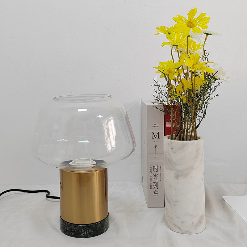 Modern Minimalist Cylindrical Marble Iron Glass 1-Light Table Lamp