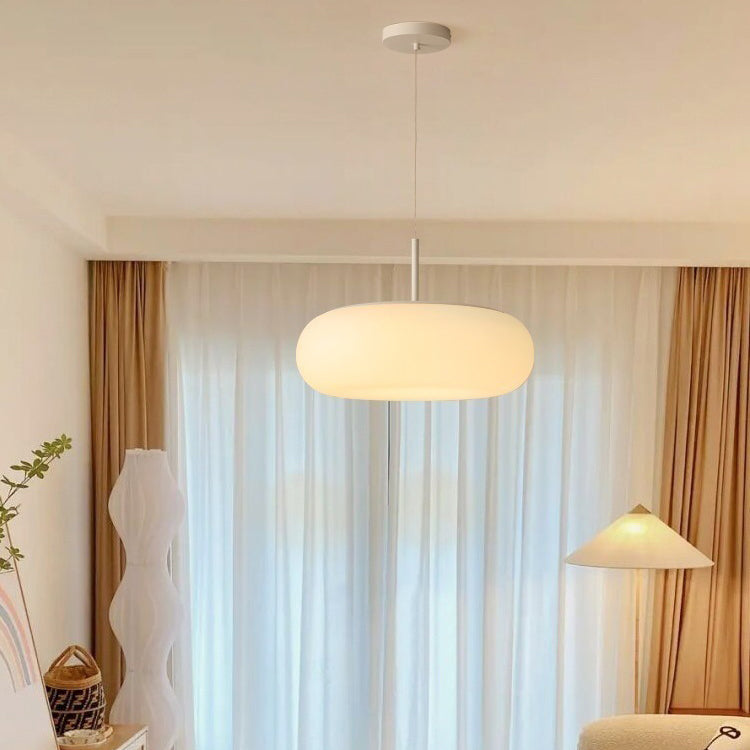 Modern Minimalist Oval Iron PE LED Pendant Light For Living Room