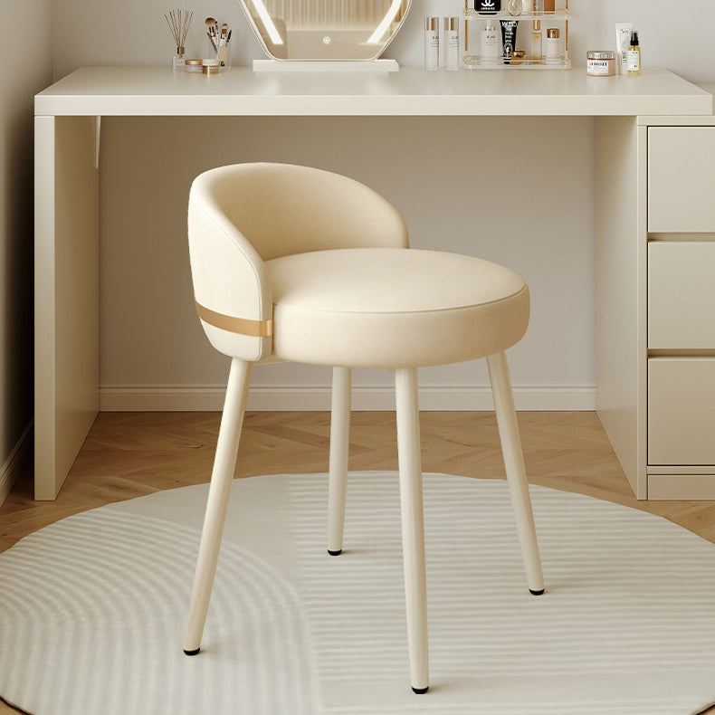 Tabouret de coiffeuse rond en cuir et métal avec dossier en éponge pour chambre à coucher 