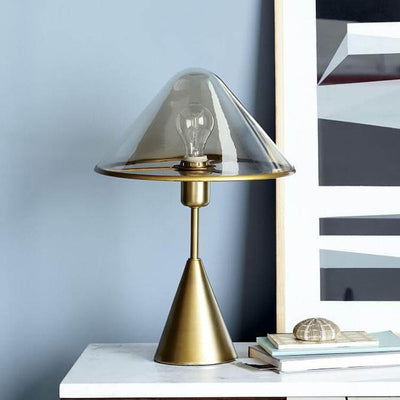 Contemporary Scandinavian Triangle Hardware Glass 1-Light Table Lamp For Bedroom