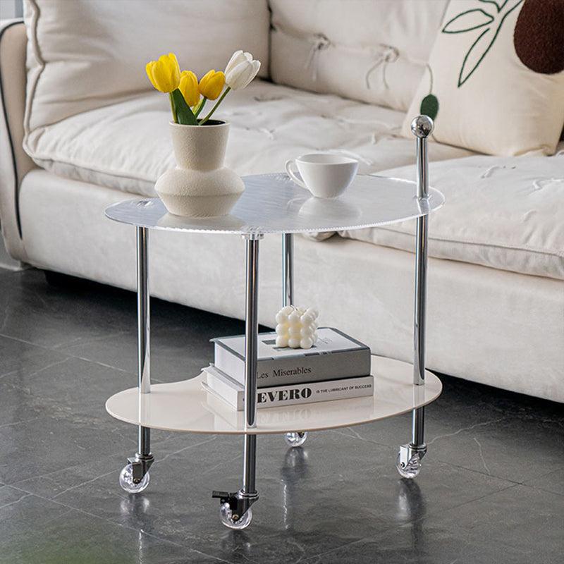 Modern Minimalist Cloud Acrylic Stainless Steel Removable End Table 2-Tier For Living Room