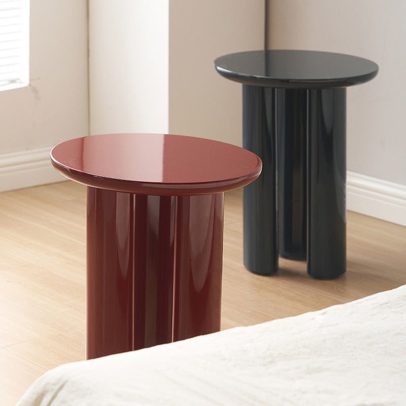 Contemporary Scandinavian Round Wood Column Base End Table For Living Room