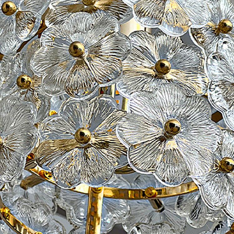 Traditional French Flower Petal Round Crystal Hardware 1-Light Pendant Light For Bedroom