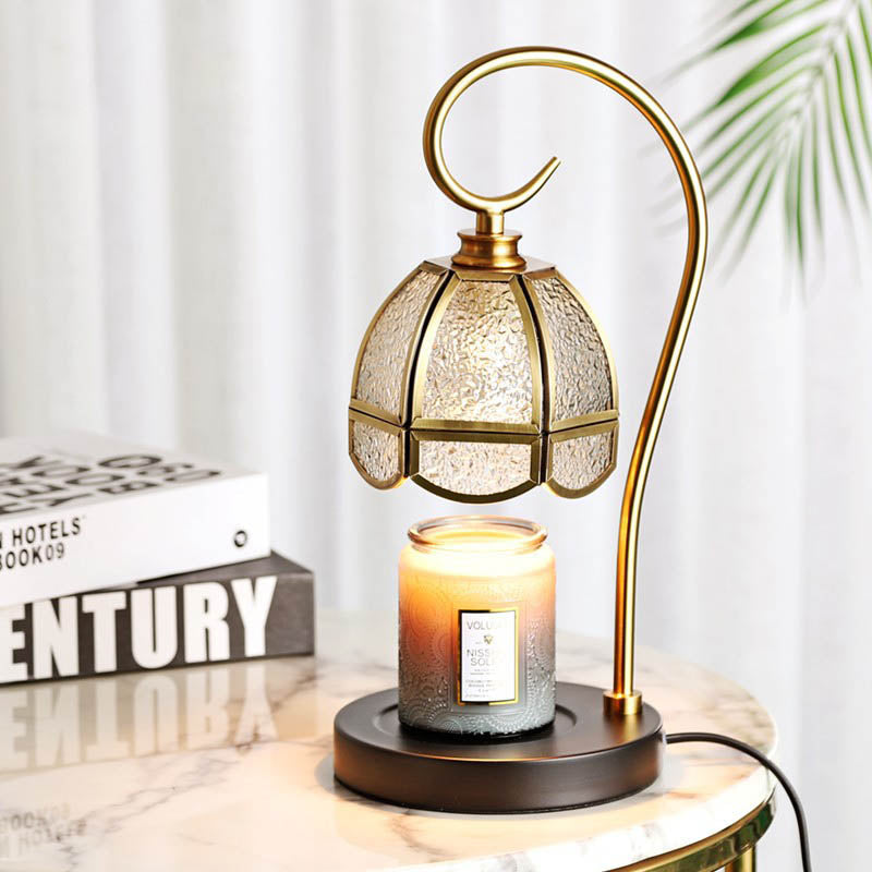 Contemporary Creative Flower Iron Glass 1-Light Aroma Melt Wax Table Lamp For Bedroom