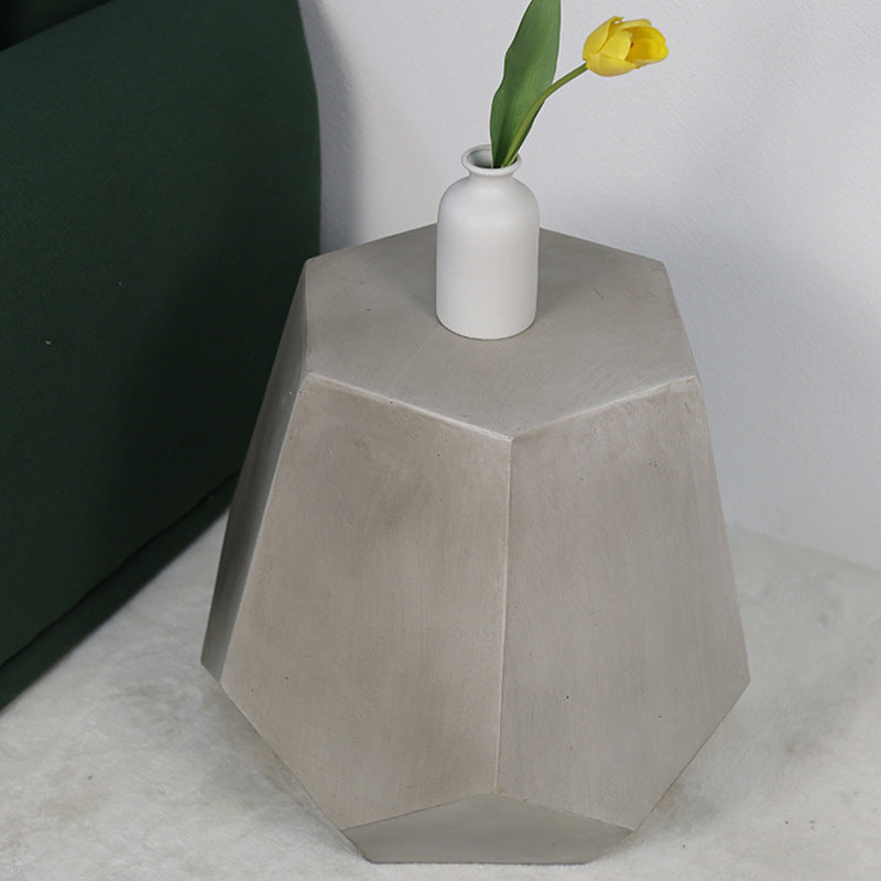 Contemporary Industrial Hexagonal Magnesium Oxide End Table For Living Room