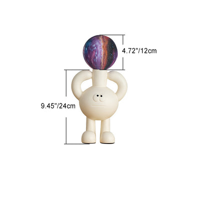 Contemporary Nordic Resin Glass Ball Cartoon Character 1-Light Table Lamp For Bedside