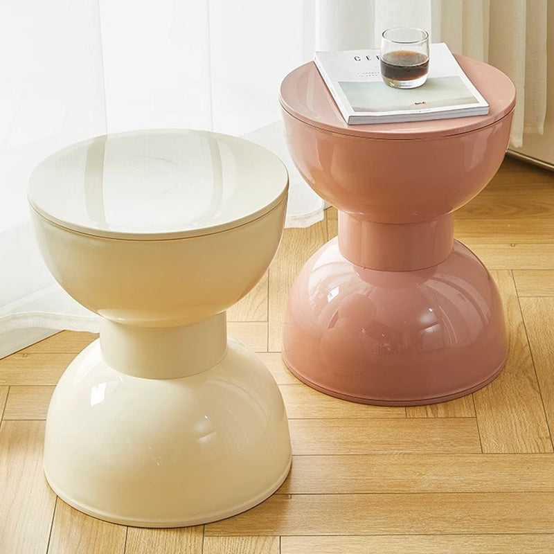 Contemporary Scandinavian Round Hourglass Shape Plastic Footstool Backless Armless For Entryways