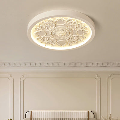 Modern Minimalist Carved Iron Resin Acrylic LED Flush Mount Ceiling Light For Bedroom