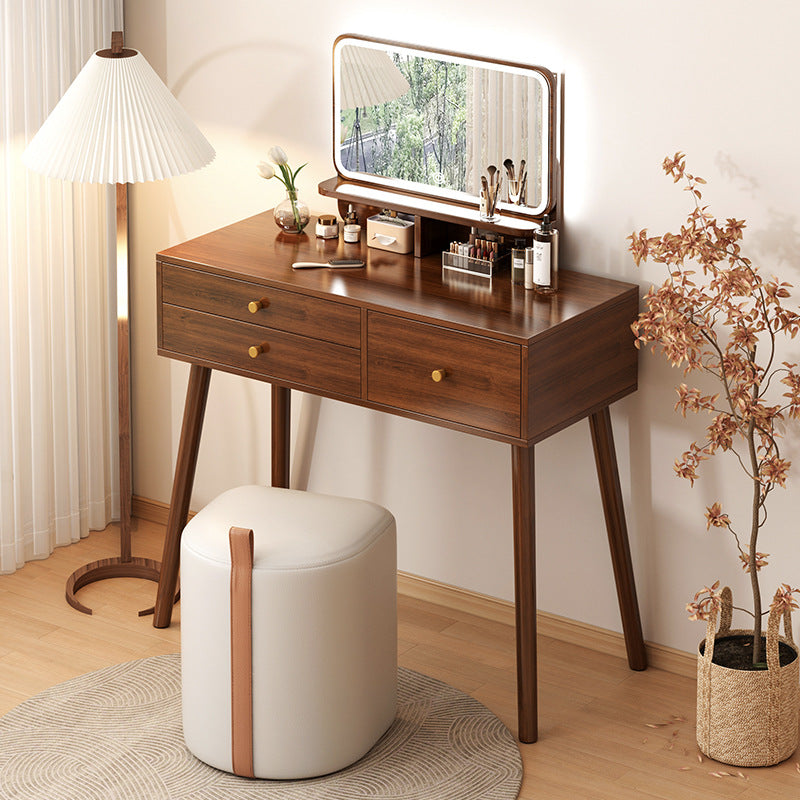 Contemporary Nordic Leather Cylinder Vanity Stool For Bedroom