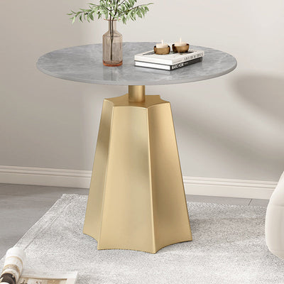 Modern Simplicity Round Hexagon Slate Carbon Steel End Table 1-Tray For Living Room