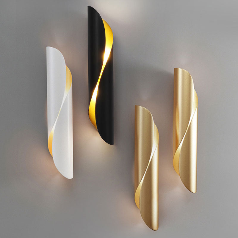 Contemporary Nordic Strip Spiral Iron 2-Light Wall Sconce Lamp For Hallway