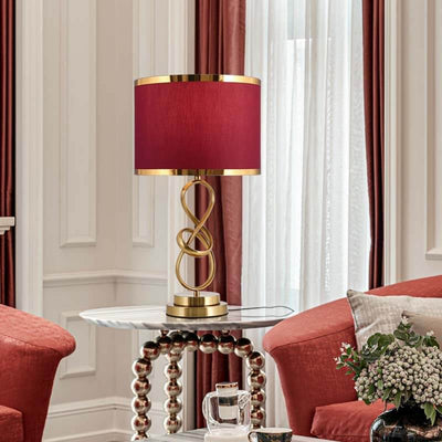 Modern Light Luxury Red Fabric Knot Ring 1-Light Table Lamp