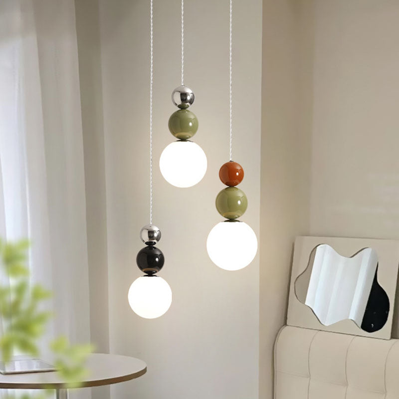 Modern Minimalist Round Ball Iron Glass 1-Light Pendant Light For Bedroom