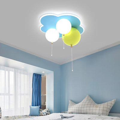 Modern Art Deco Balloon Flower Acrylic Iron LED Flush Mount Ceiling Light For Bedroom