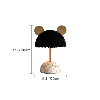 Nordic Creative Mouse Plush Shade Terrazzo Hardware Base 1-Light Table Lamp