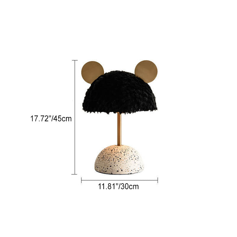 Nordic Creative Mouse Plush Shade Terrazzo Hardware Base 1-Light Table Lamp