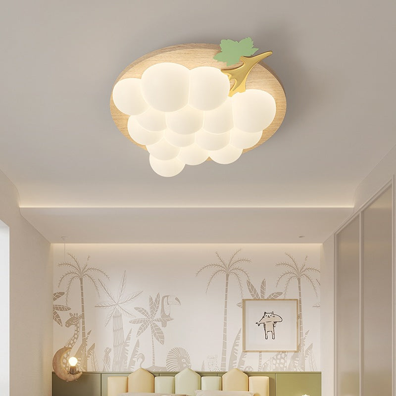 Contemporary Creative Kids Grape Iron Plastic LED Flush Mount Ceiling Light For Bedroom