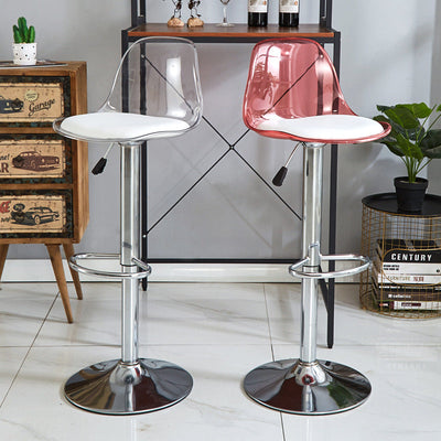 Modern Minimalist Square Round Cylinder Base Metal PET Bar Stool Backrest Footrest For Dining Room