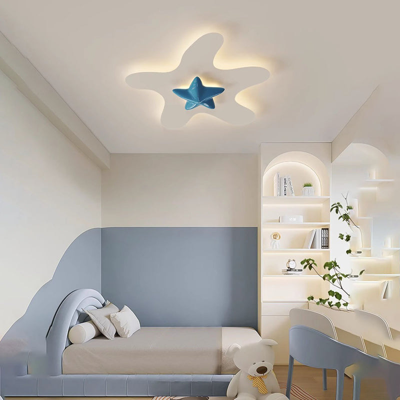 Modern Simplicity Star Iron Resin LED Flush Mount Ceiling Light For Bedroom