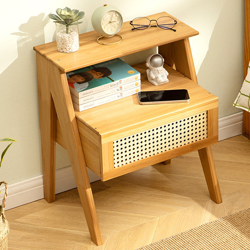 Contemporary Simplicity Rectangular Wood End Table 1-Drawer For Living Room