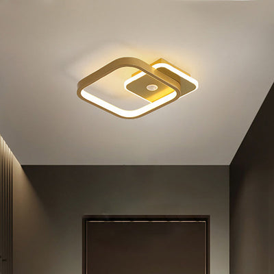 Modern Minimalist Square Aluminum Iron LED Flush Mount Ceiling Light For Living Room