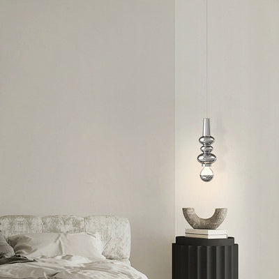 Contemporary Scandinavian Cream Iron Gourd Design LED Pendant Light For Bedroom