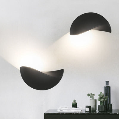 Modern Minimalist Half Moon Circle Aluminum LED Wall Sconce Lamp For Living Room