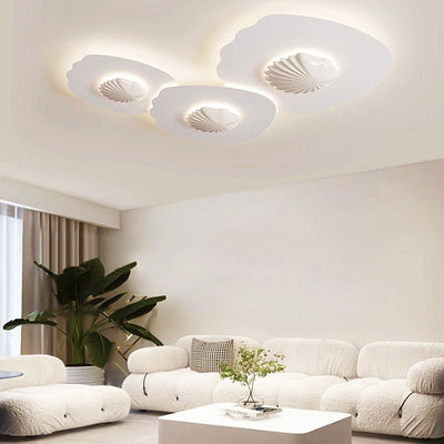 Contemporary Scandinavian Shell Iron Resin LED Flush Mount Ceiling Light For Living Room