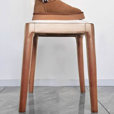 Modern Simplicity Wood Leather Sponge Square Vanity Stool Backless For Bedroom