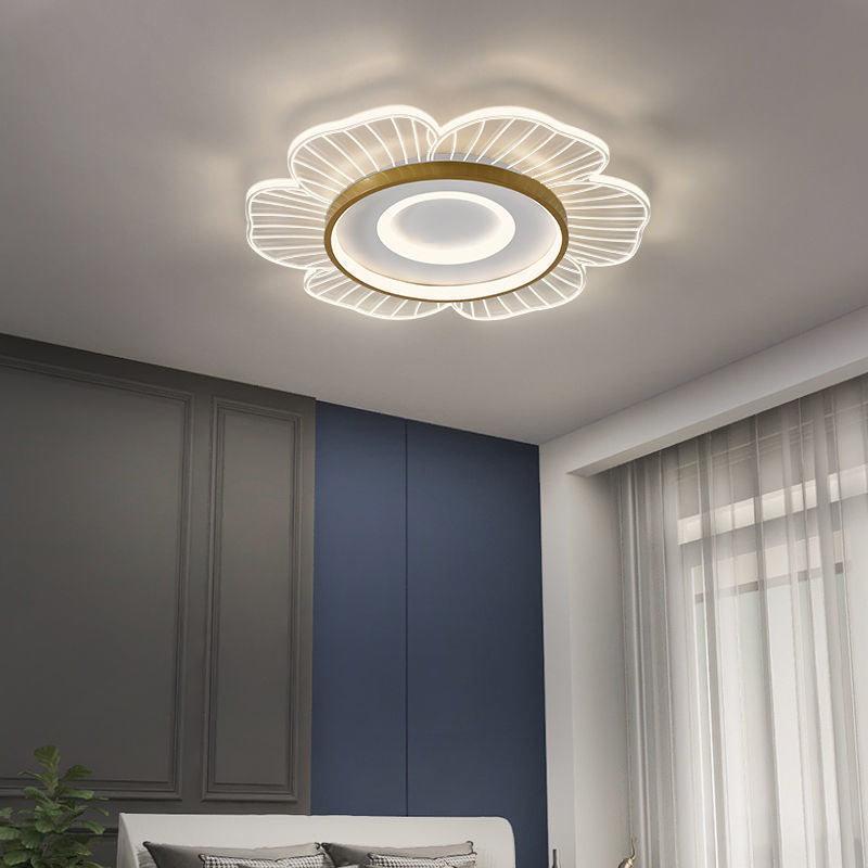 Modern Minimalist Floral Aluminum Acrylic LED Flush Mount Ceiling Light For Living Room