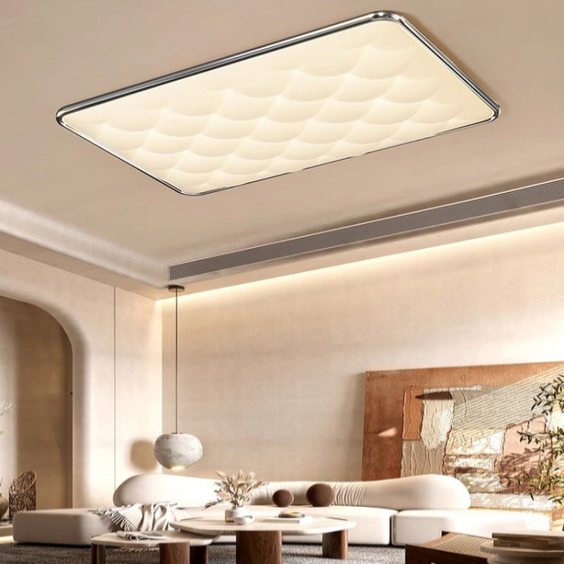 Modern Minimalist Rectangular Lattice Iron PVC LED Flush Mount Ceiling Light For Living Room