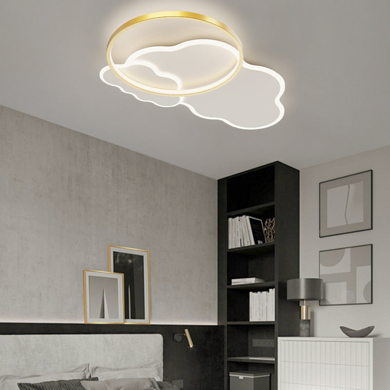 Modern Minimalist Cloud Aluminum Acrylic Shade LED Flush Mount Ceiling Light For Bedroom