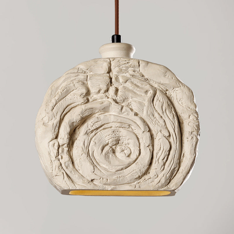 Contemporary Industrial Round Snail Shell Shape Cement 1-Light Pendant Light For Living Room