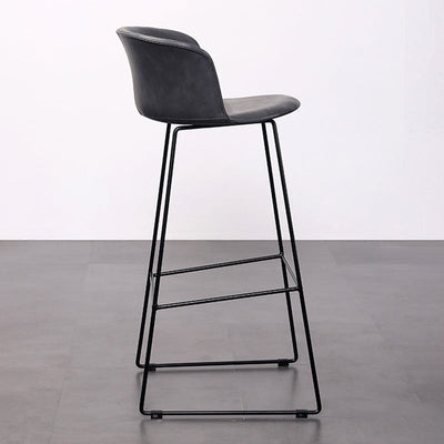 Contemporary Retro Square Leather Stainless Steel Bar Stool Backrest Footrest For Dining Room