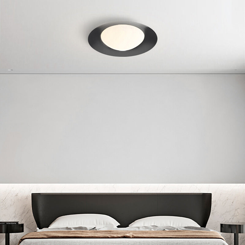 Modern Simplicity Round Copper Glass LED Flush Mount Ceiling Light For Bedroom