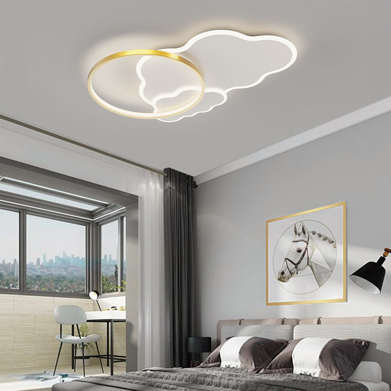 Modern Minimalist Cloud Aluminum Acrylic Shade LED Flush Mount Ceiling Light For Bedroom