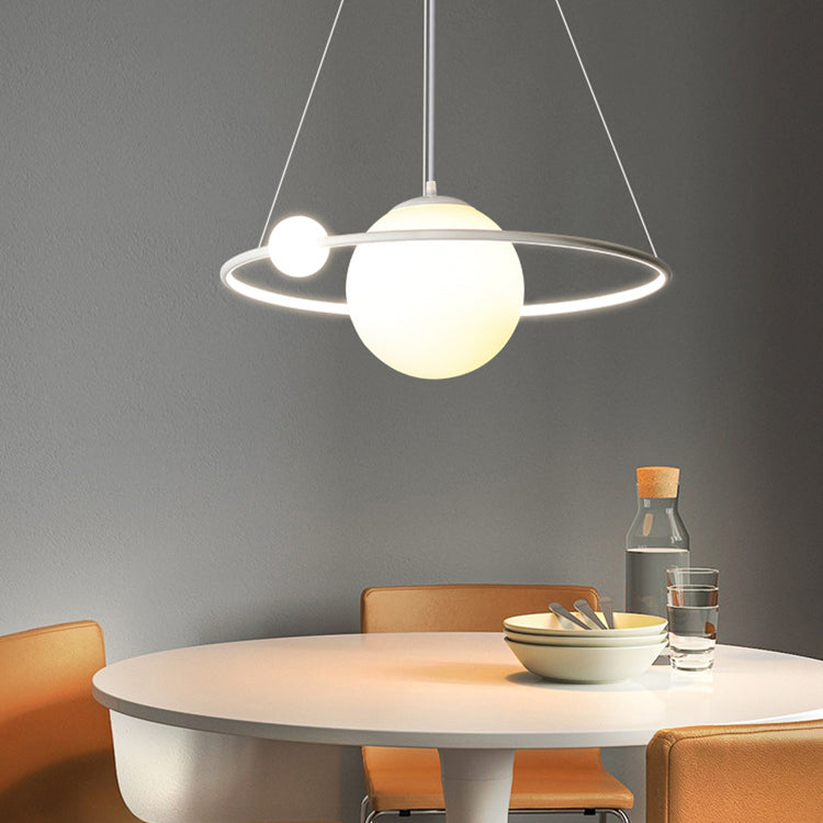 Modern Minimalist Circle Orb Iron Silicone Aluminum LED Pendant Light For Living Room