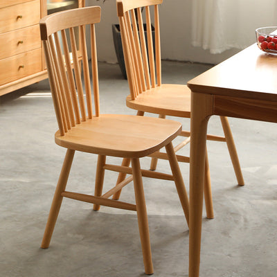 Traditional Japanese Rectangular Back Solid Wood Dining Chair Backrest For Dining Room