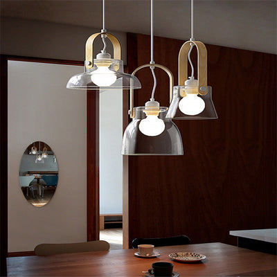 Contemporary Scandinavian Round Cup Bowl Iron Glass 1-Light Pendant Light For Living Room