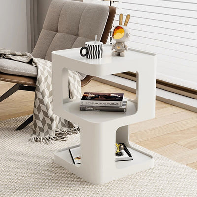 Modern Minimalist Square Metal End Table Two Tier For Living Room