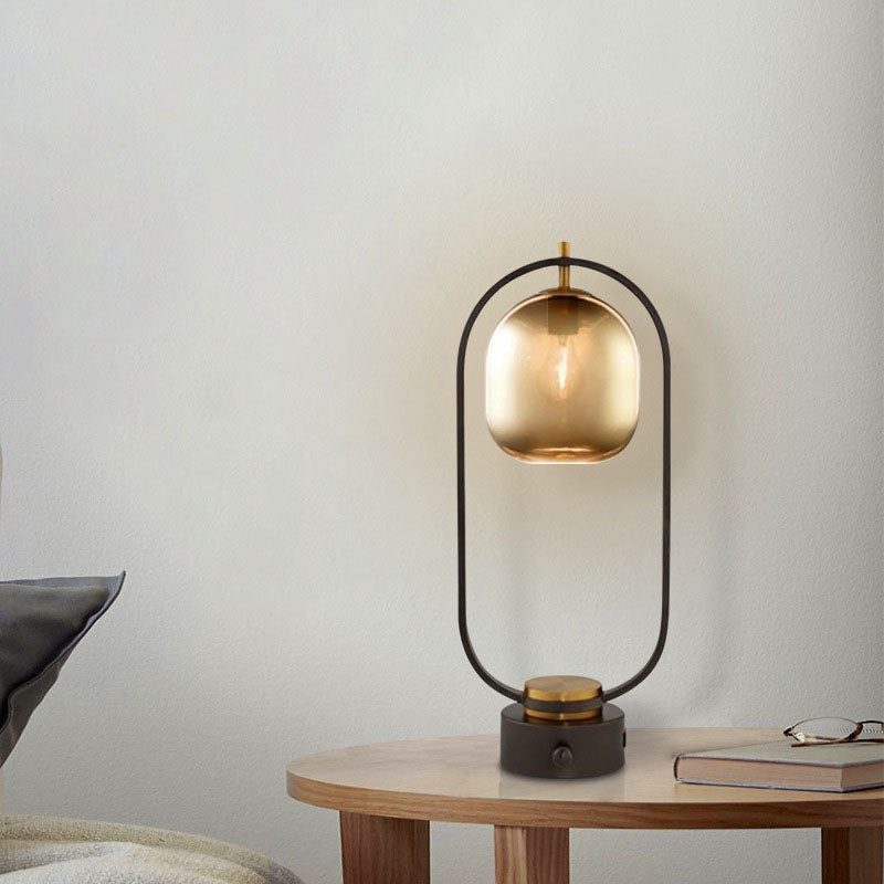 Modern Minimalist Creative Wrought Iron Oval 1-Light Table Lamp