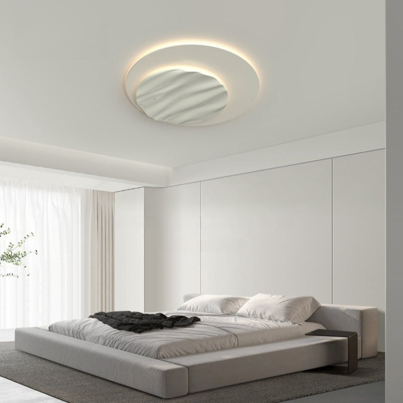 Modern Minimalist Aluminum Polycarbonate Round Ripple LED Flush Mount Ceiling Light For Bedroom