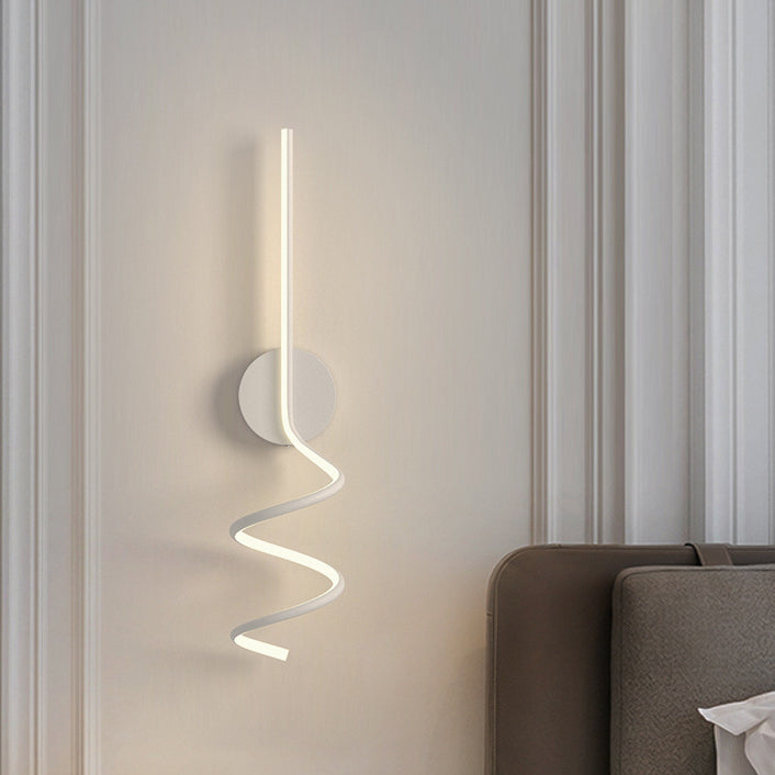 Modern Minimalist Spiral Aluminum Iron LED Wall Sconce Lamp For Bedroom