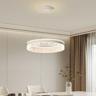 Modern Minimalist Circle Iron Acrylic LED Pendant Light For Bedroom