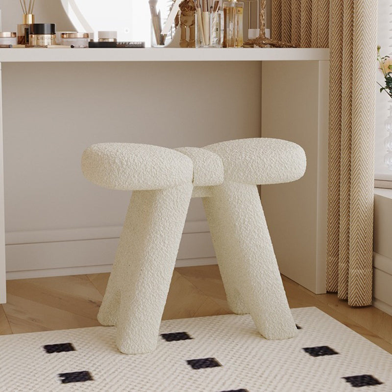 Contemporary Scandinavian Lambswool Butterfly Design Vanity Stool For Bedroom