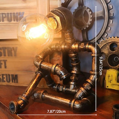 Contemporary Industrial Plumbing Robot Iron 1-Light Table Lamp For Bedroom