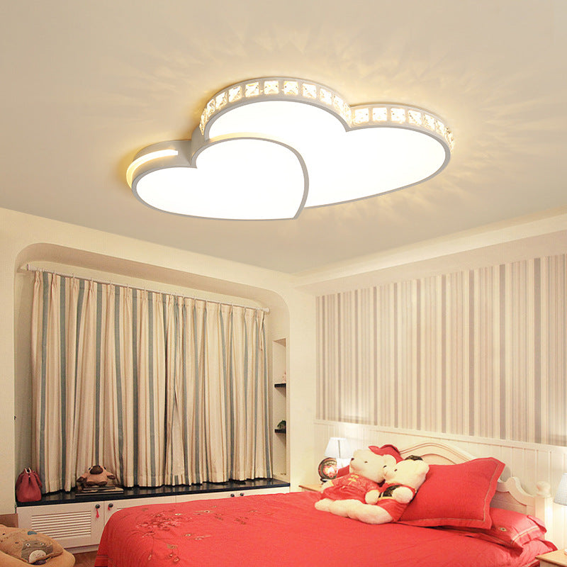 Modern Minimalist Heart Iron Crystal Acrylic LED Flush Mount Ceiling Light For Bedroom