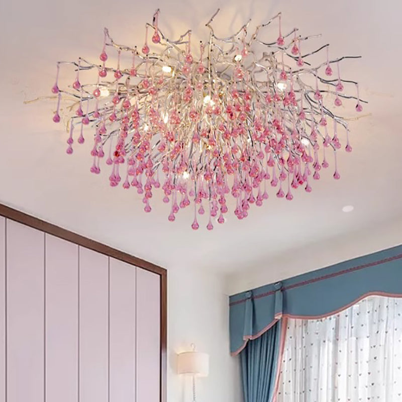 Modern Luxury Crystal Glass Aluminum Branch Water Drop 6/8/10/14 Chandeliers For Dining Room