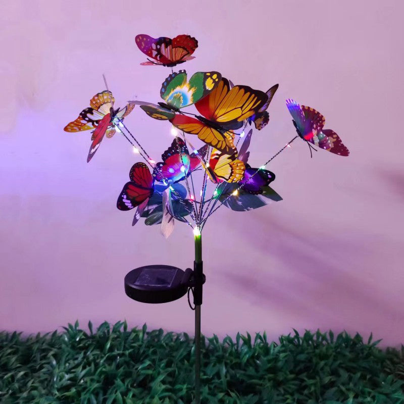 Modern Art Deco Waterproof Solar PVC Stainless Steel Butterfly LED Landscape Lighting Outdoor Light For Garden